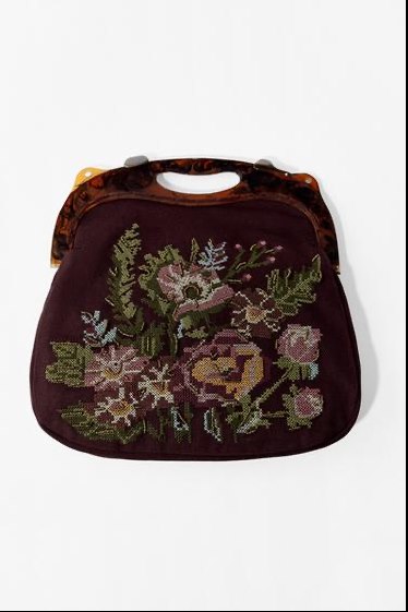 Burgundy embroidered frame bag